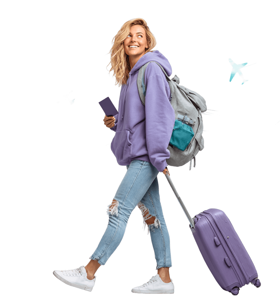 Traveler with suitcase